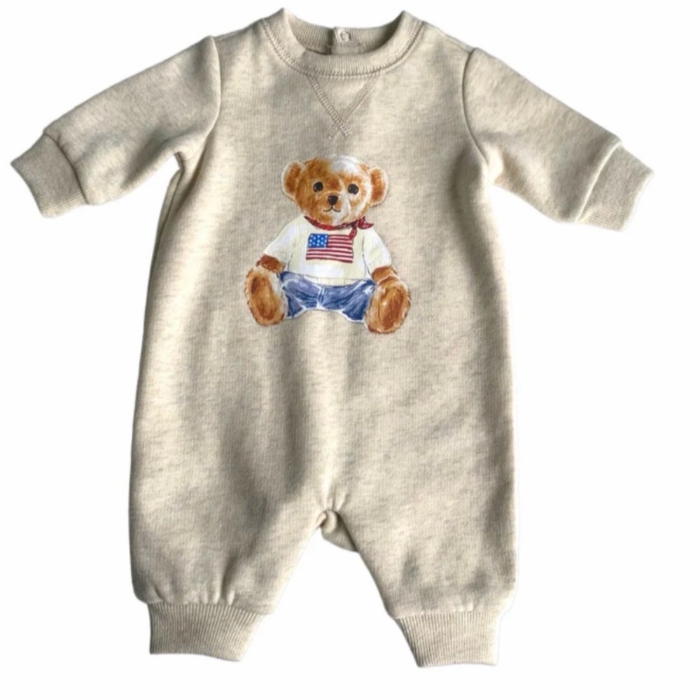 Ralph Lauren Cream Bodysuit with Teddy Bear Design